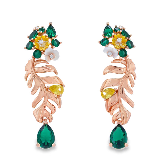 Emerald Bloom Vine Earrings