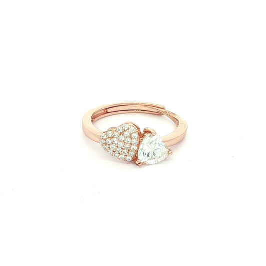 Romantic rose silver heart ring