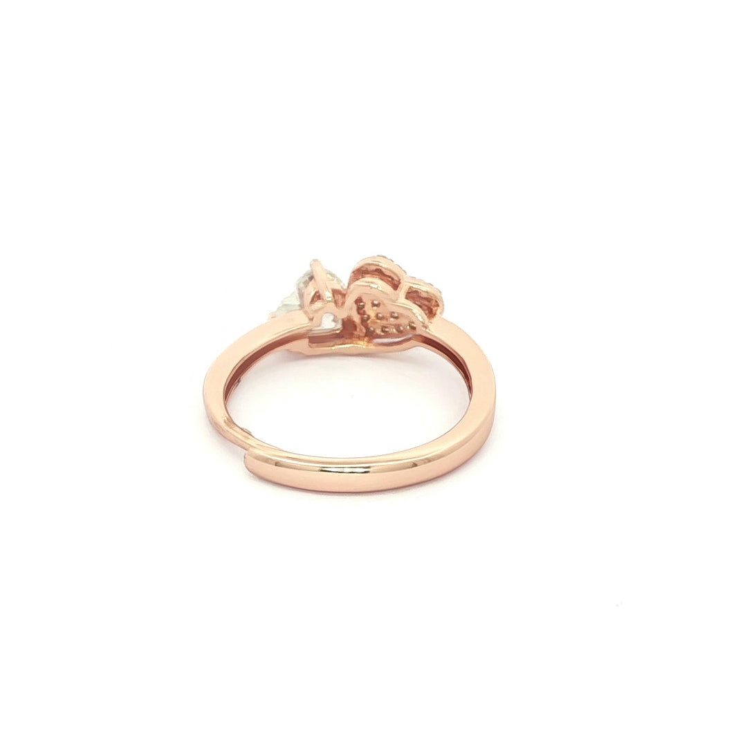 Romantic rose silver heart ring