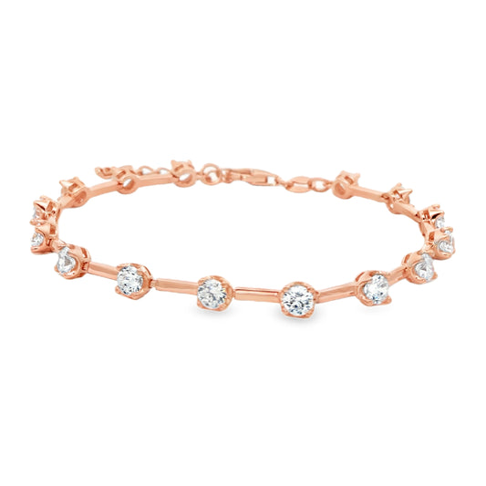 Rose silver diamond bracelet close-up