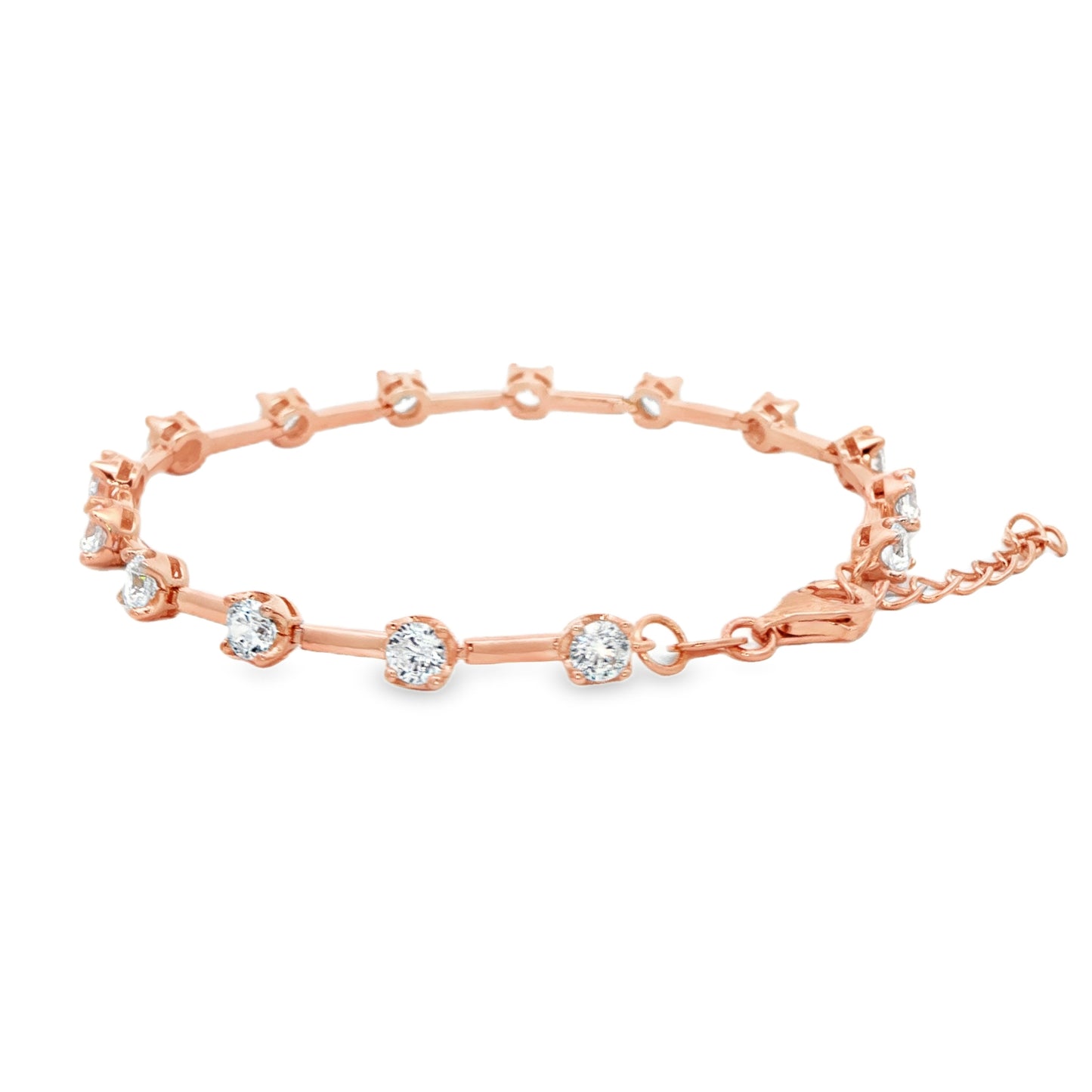 Rose silver diamond bracelet close-up