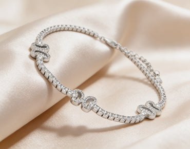 Infinity sparkle bracelet close-up shot