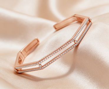 Elegant rose silver cuff bracelet