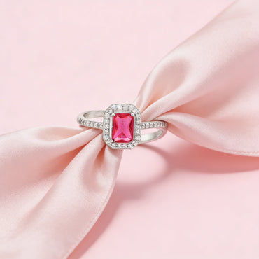Elegant pink ruby and diamond ring