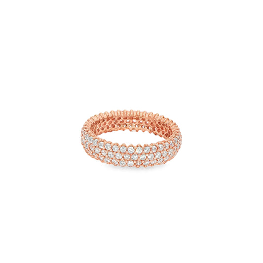 Rose silver eternity band on ivory