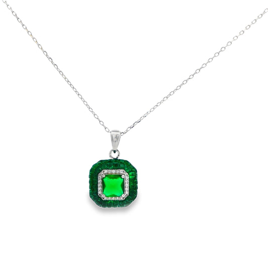 Emerald Glow Halo Pendant