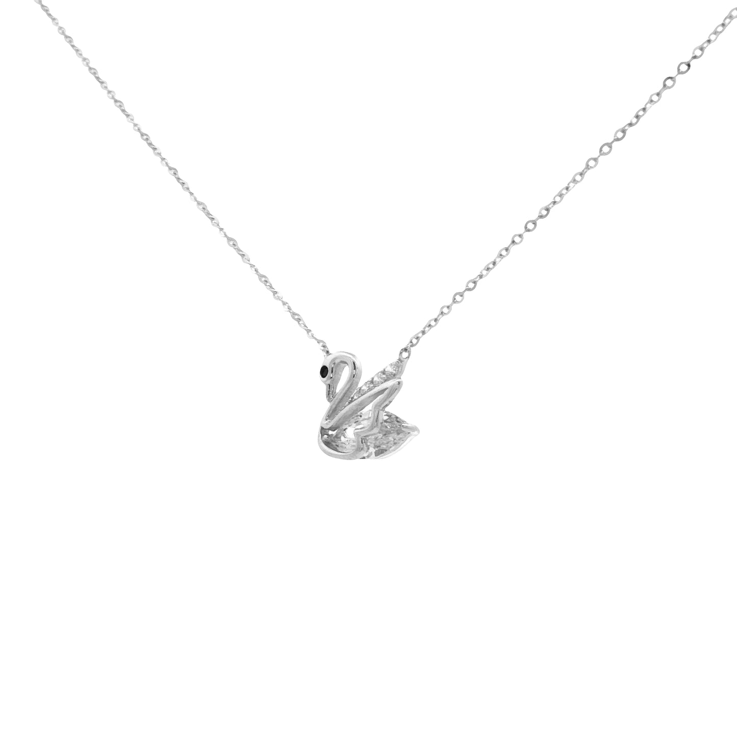 Swan Elegance Diamond Pendant Necklace