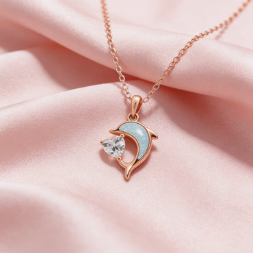 Graceful Dolphin Heart Pendant Necklace