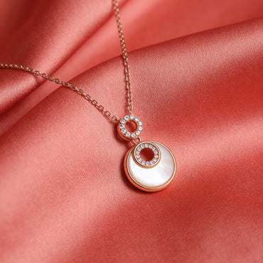 Elegant Dual Halo Pearl Pendant Necklace