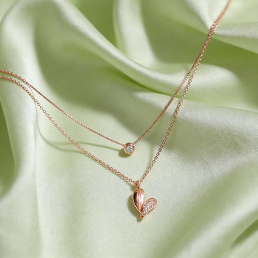 Dual Layer Diamond Heart Necklace