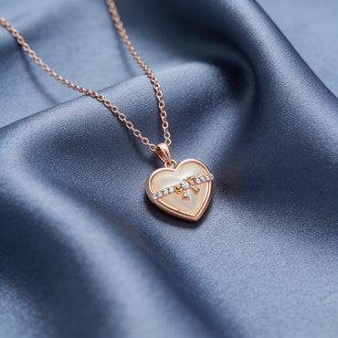 Blush Heart Bow Pendant Necklace