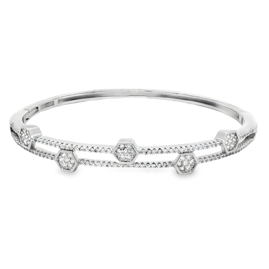 elegant silver diamond bangle