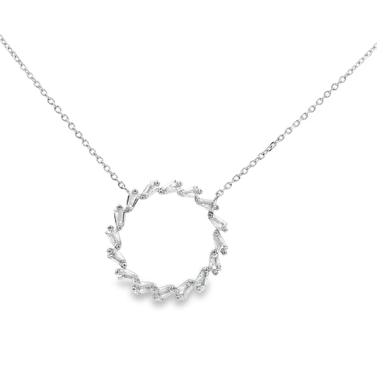 Radiant Diamond Circle Pendant Necklace