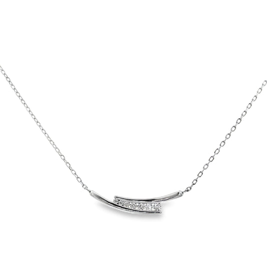 Sleek Curve Diamond Bar Necklace