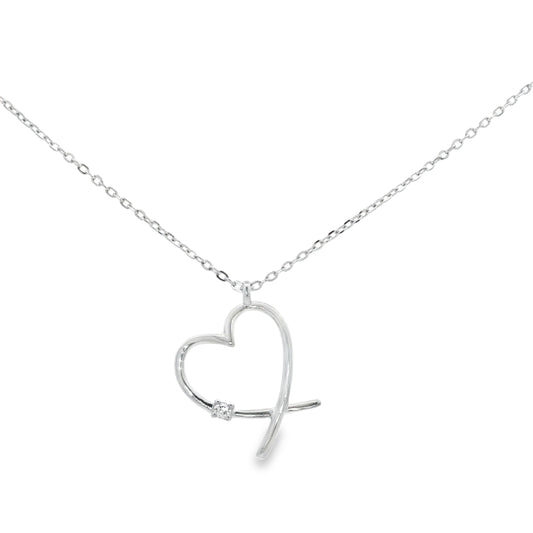 Minimal Diamond Heart Pendant Necklace