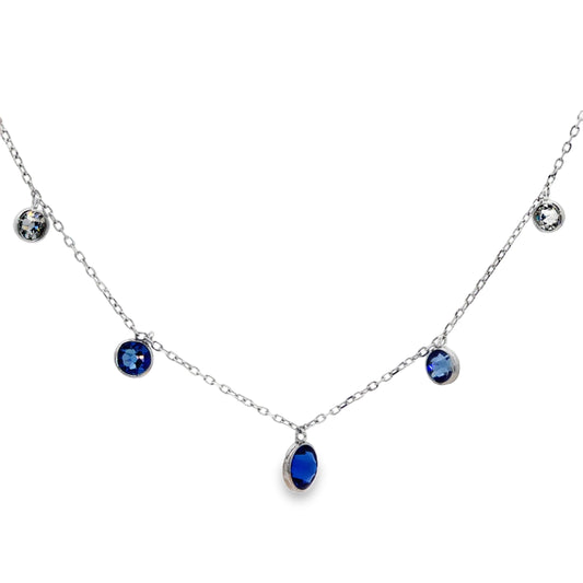Sapphire Drop Charm Necklace