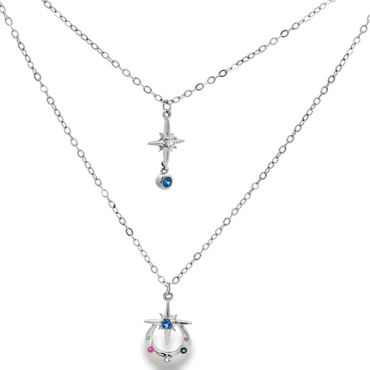 Celestial Star & Moon Layered Necklace