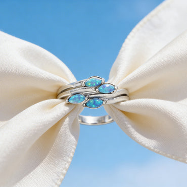 Azure Opal Stack Ring Set