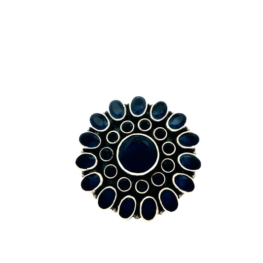 Midnight Sapphire Halo Ring