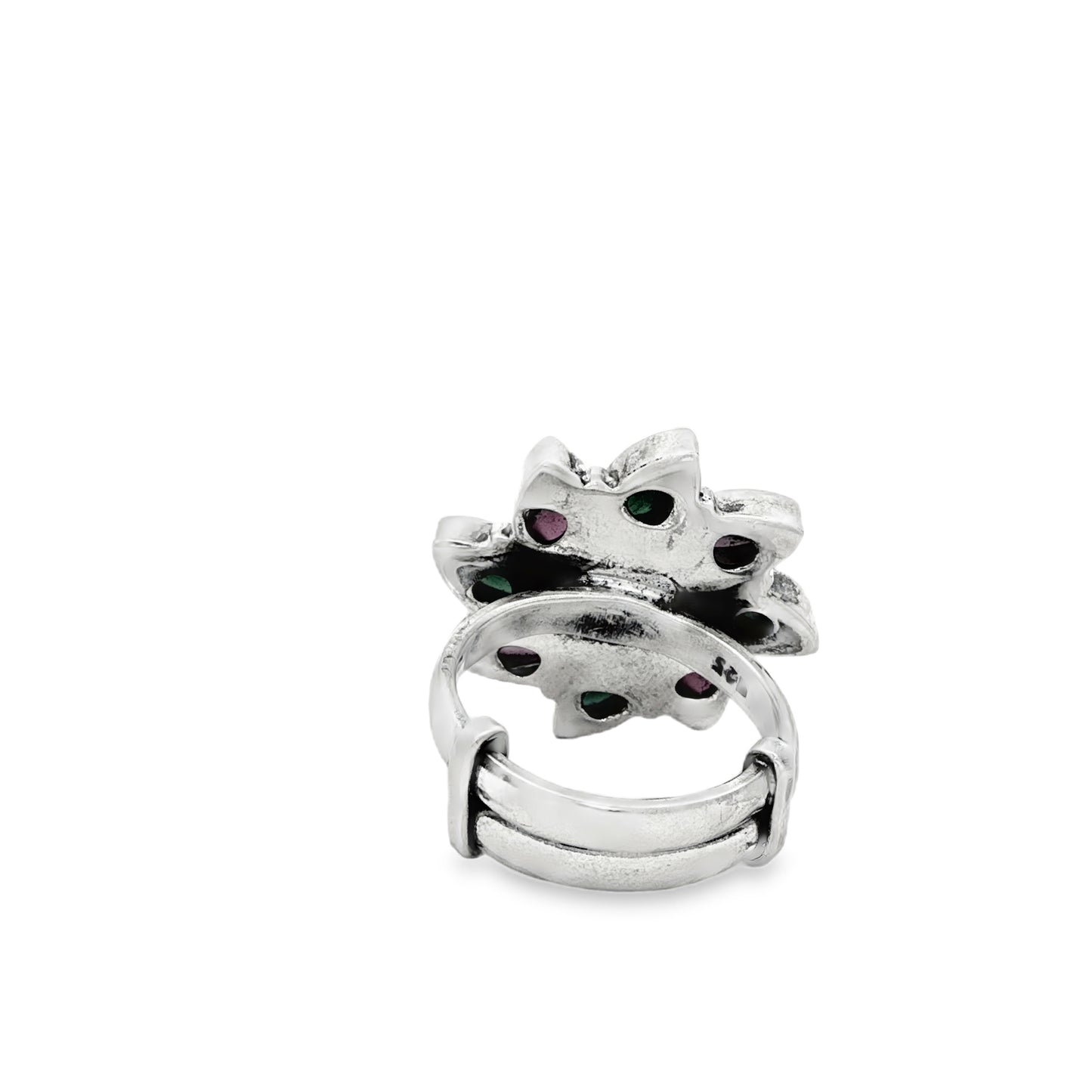 Ruby Emerald Blossom Ring