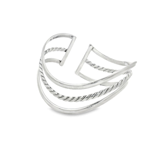 Twist Curve Silver Cuff