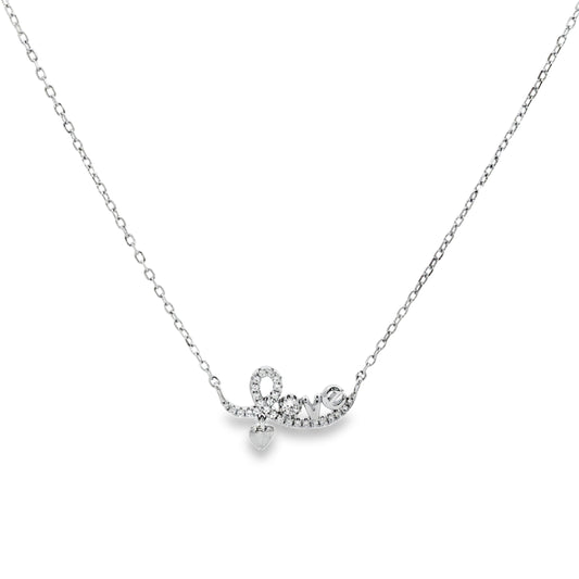 Elegant Diamond Love Script Necklace