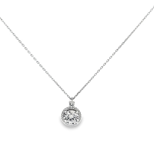 Halo Sparkle Diamond Pendant Necklace