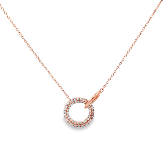Rose silver Diamond Circle Pendant Necklace