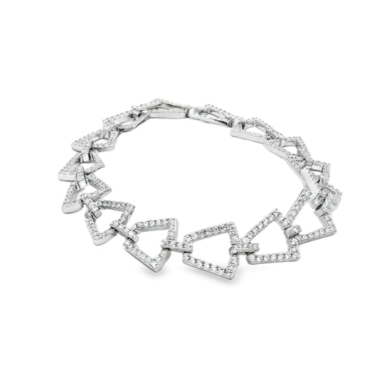 Silver Geometric Crystal Link Bracelet