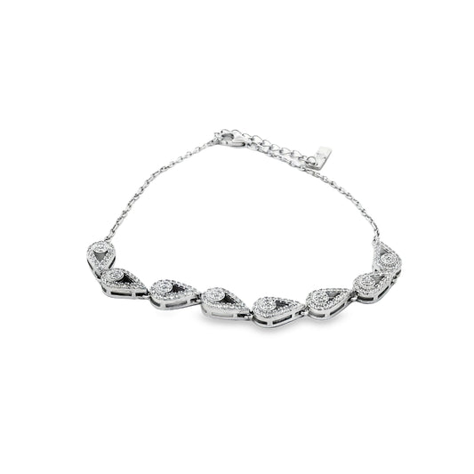 Silver Teardrop Crystal Bracelet