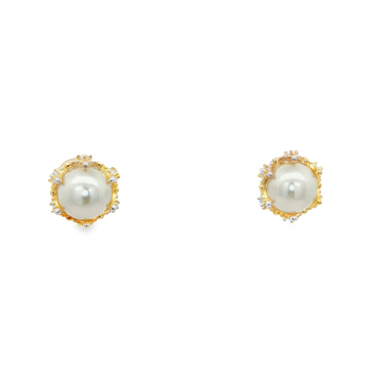 Royal Pearl Crown Stud Earrings