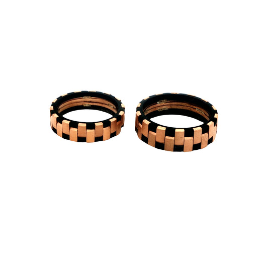 Rose Gold & Black Geometric Couple Rings 925