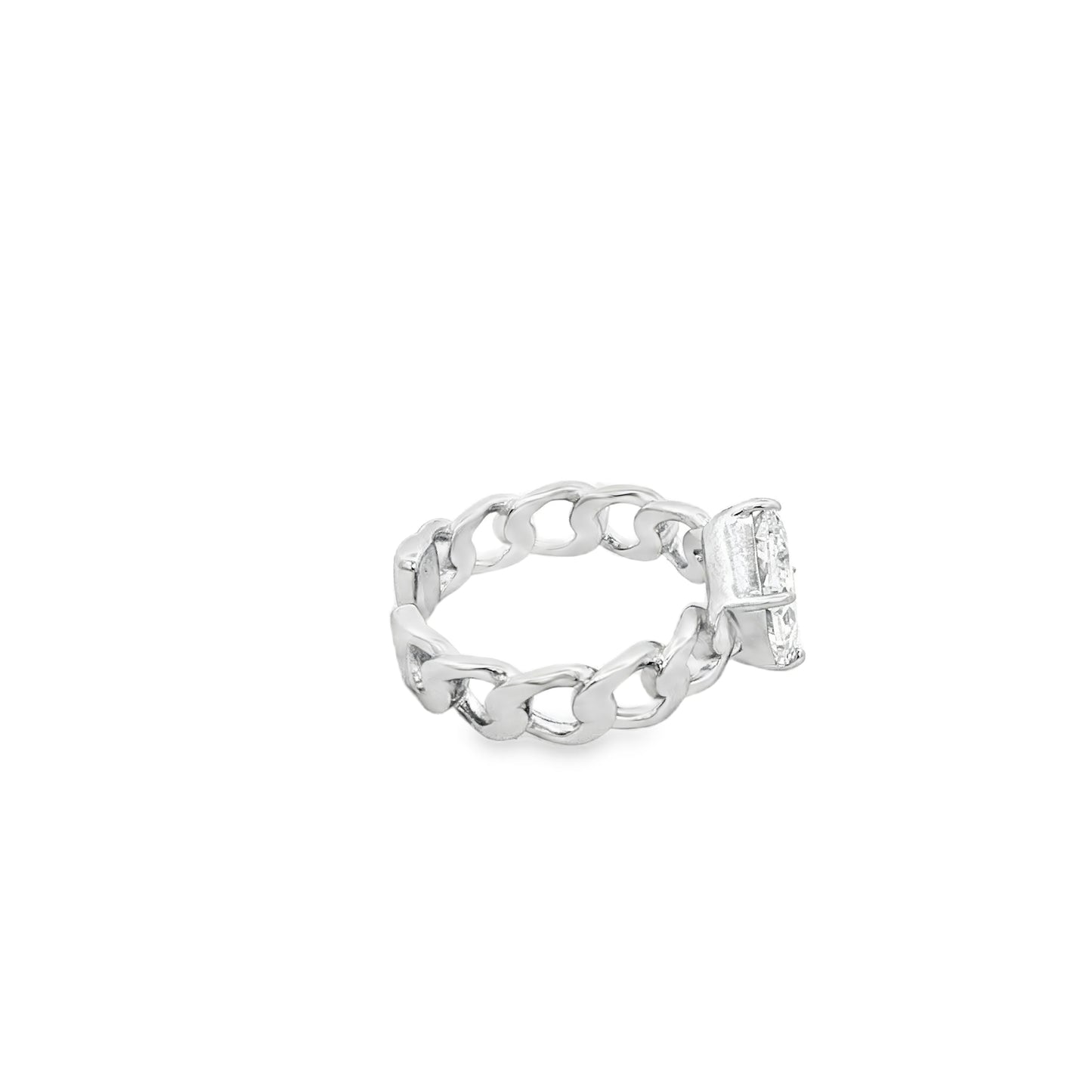 Princess Cut Chain-Link Statement Ring
