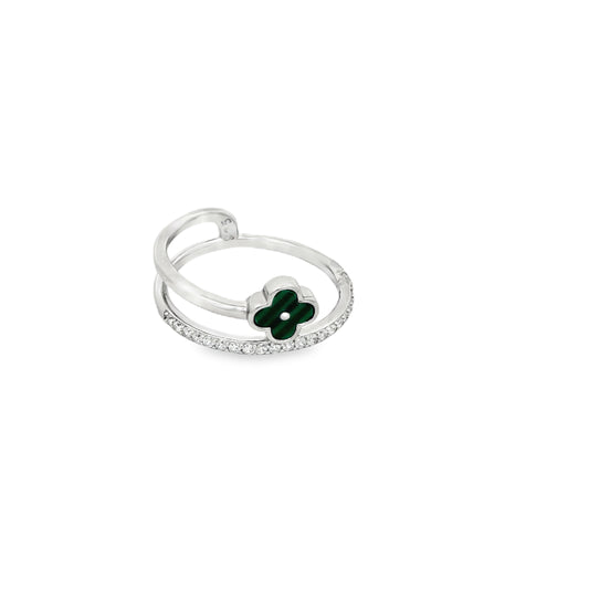 Emerald Clover Charm Ring