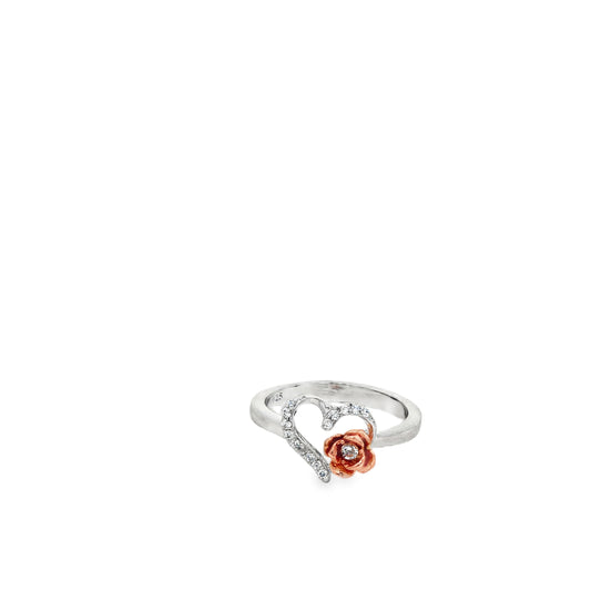 Rose Heart Charm Ring