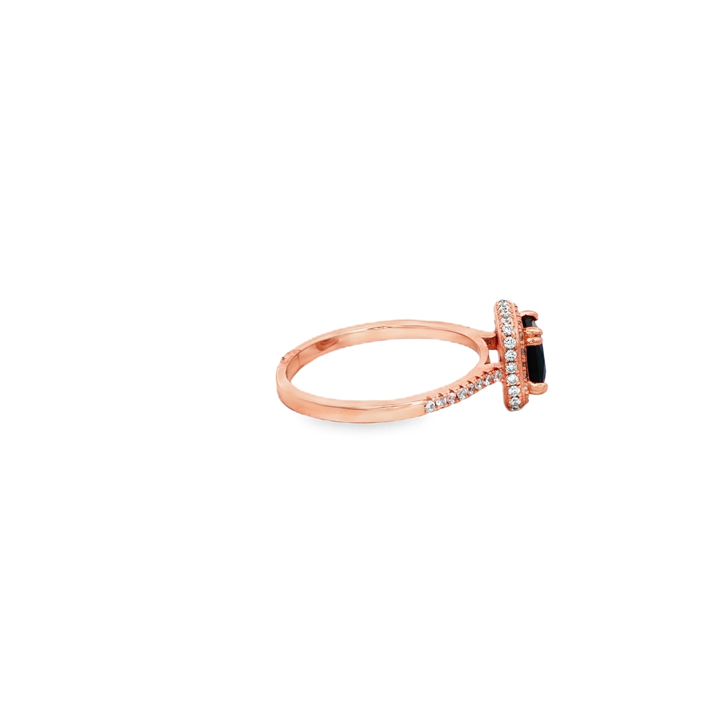 Rose silver Black Stone Statement Ring
