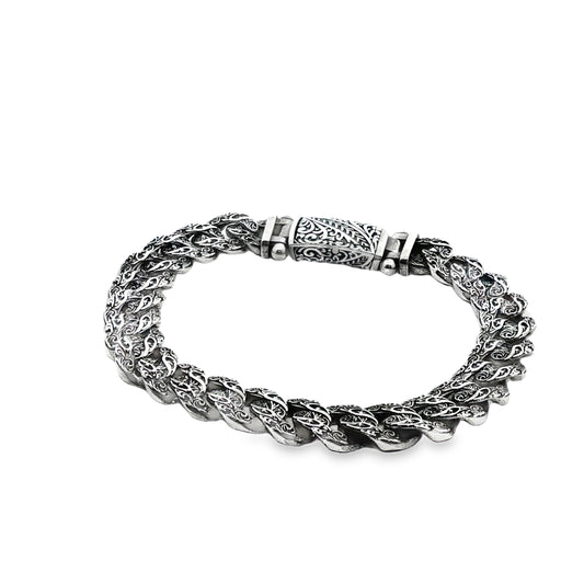 Vintage Engraved Men’s Chain Bracelet