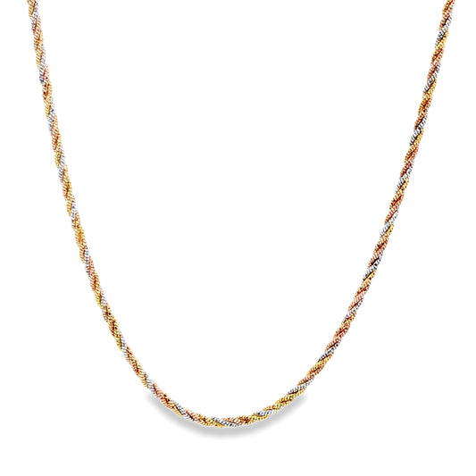 Tricolor Twisted Rope 925 Silver Chain