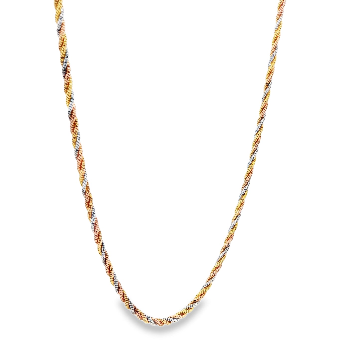 Tricolor Twisted Rope 925 Silver Chain