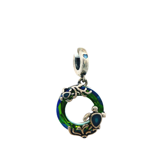 Elegant Blue & Green Enamel Circle Charm
