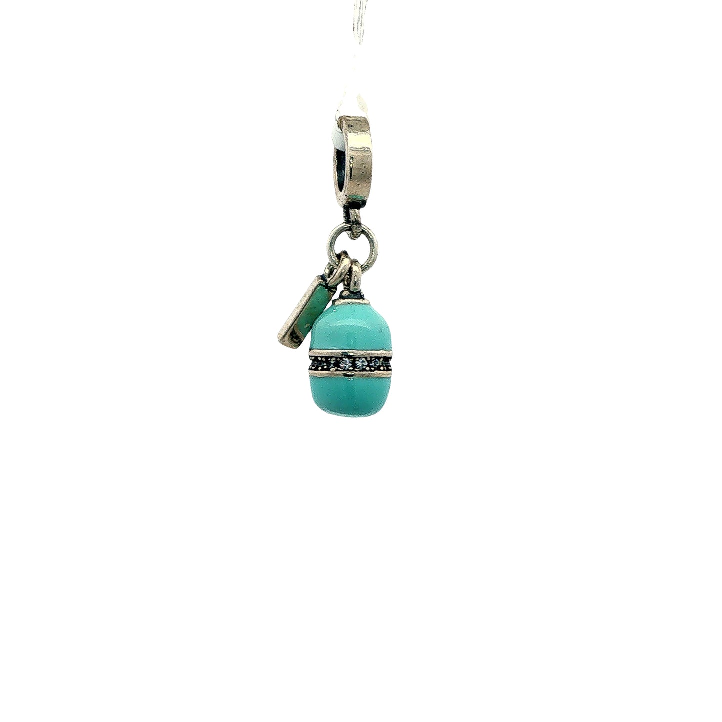 Turquoise Egg-Shaped Charm with Name Tag