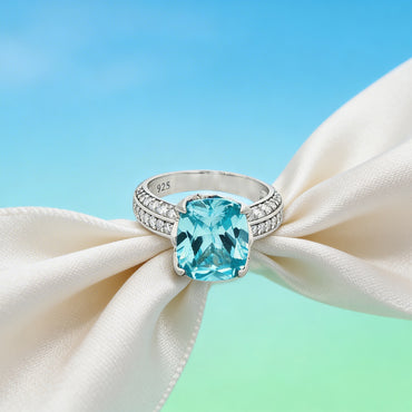Aqua Radiance Cushion-Cut Ring