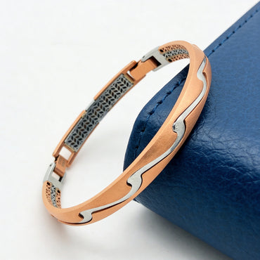 Dual Tone Wave Link Men’s Bracelet