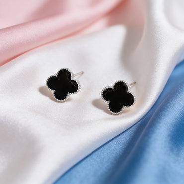 Midnight Clover Stud Earrings