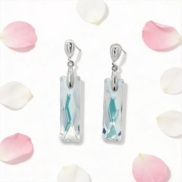 Crystal Aqua Prism Drop Earrings