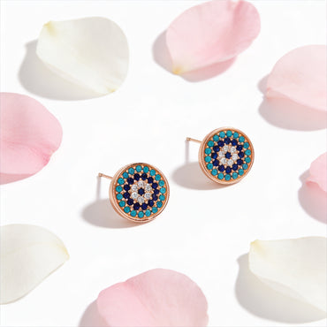 Evil Eye Charm Stud Earrings