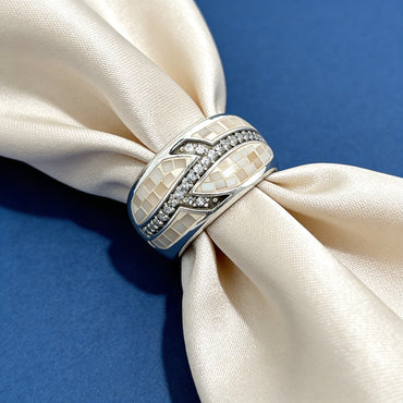 Ivory Mosaic Wave Diamond Ring