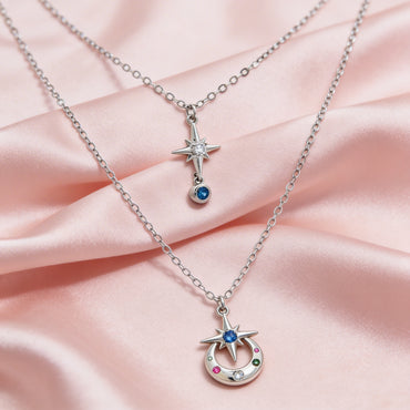 Celestial Star & Moon Layered Necklace