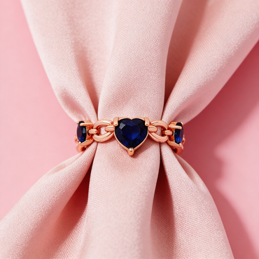 Royal Blue Heart Link Ring