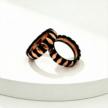Black & Rose Gold Teardrop Couple Rings 925 silver